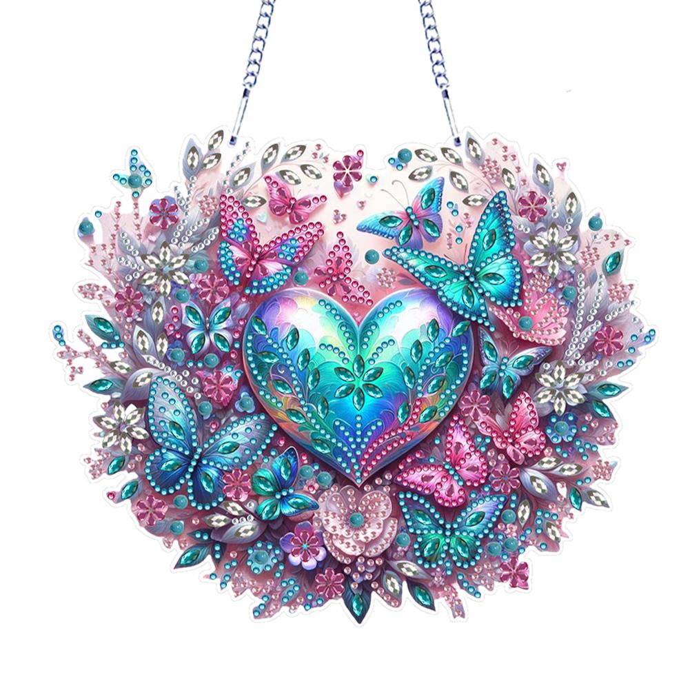 Flower 2D Flat DIY Special Shape Hanging Diamond Art Kits Diamond Painting Set Diamond Art Pendant Wall Decor for Home & Windows