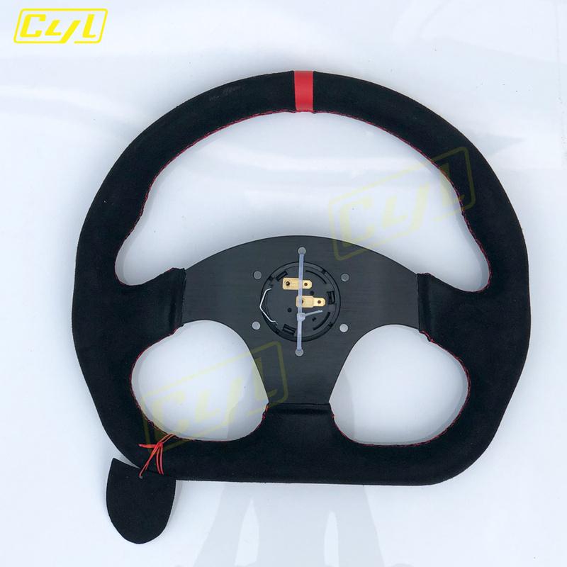 JDM Modified Racing Type D 13 "320mm Flat Drift Steering Wheel Suede Leather Sports Steering Wheel For Universal