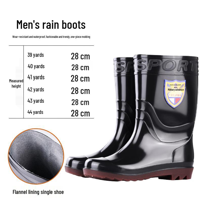 Heren Winter Mid-Kuit Fleece Gevoerde Regenlaarzen - Dik Katoen en Waterdicht