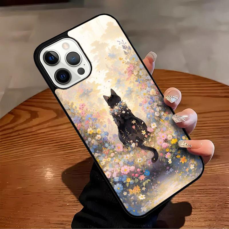 Lovely Flower Cat Animal Pattern Phone Case For iPhone 17 Air 16 15 14 13 12 11 Pro Max Max Plus Bumper Case Cover