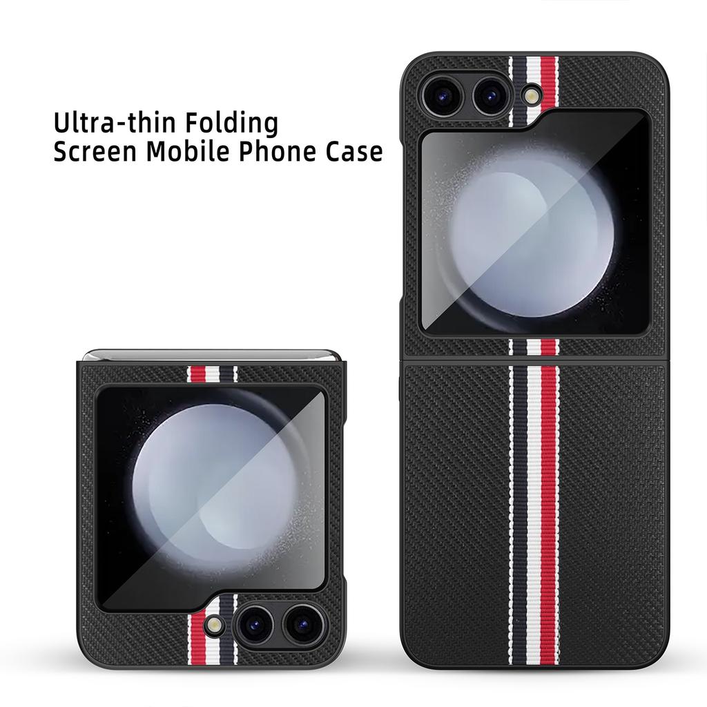 Carbon Fiber Fashion Business Case for Samsung Galaxy Z Flip6 5G Flip 6 5 Flip5 Flip4 Flip 4 3 Flip3 Anti-slip Covers