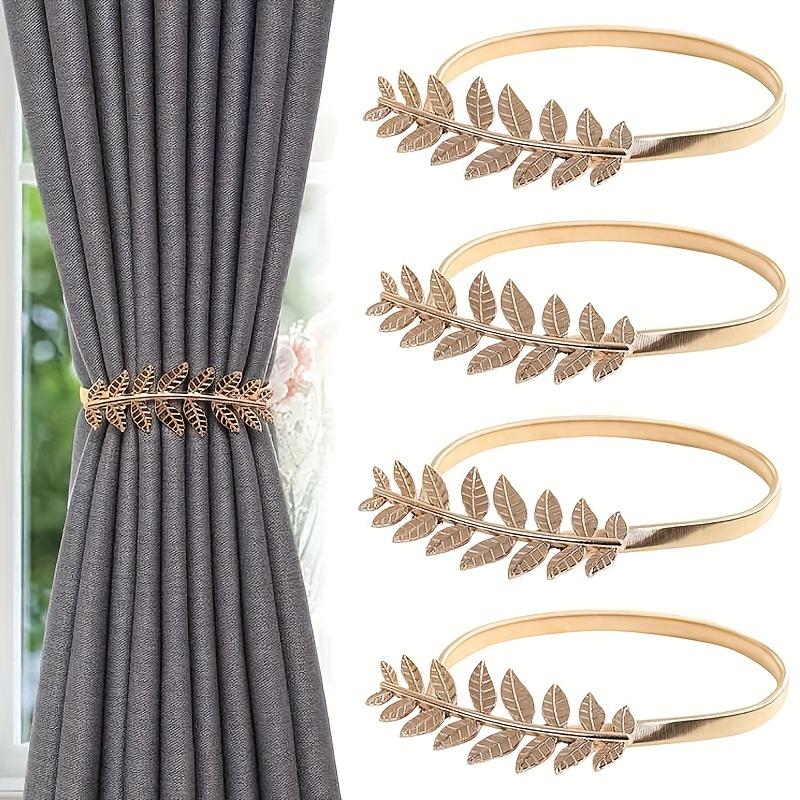 4 Stück Vorhang-Raffhalter für Vorhänge, Vorhanghalter aus Legierung, verstellbar mit Federseil, goldener Vorhanghalter für Wohnzimmer, Schlafzimmer, Heimdekoration