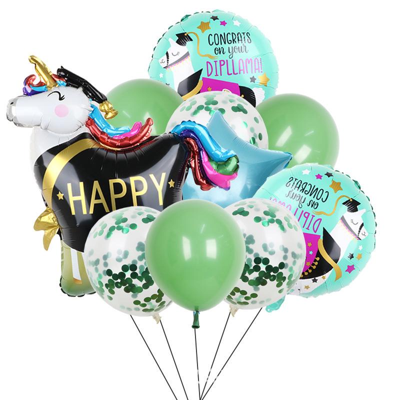 2024 Graduation Season 12-Inch Latex Sequined Aluminum Film Balloon 10-Piece Set Happy Grad Party Arrangement Gift