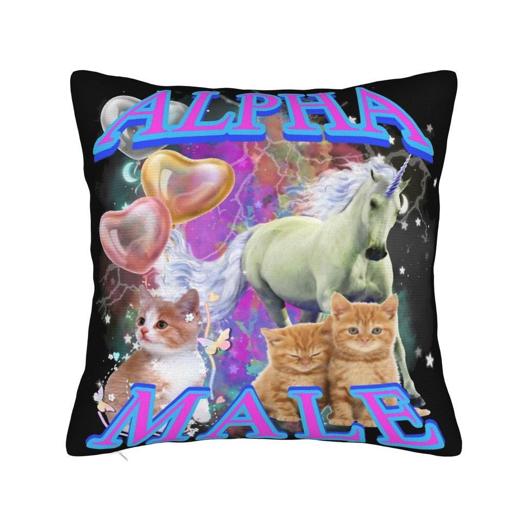 Alpha Male Cat Kitten Funny Pillow Covers Product Printed Cushion Cover Decorative Pillow Case Cover Home Multiple Sizes