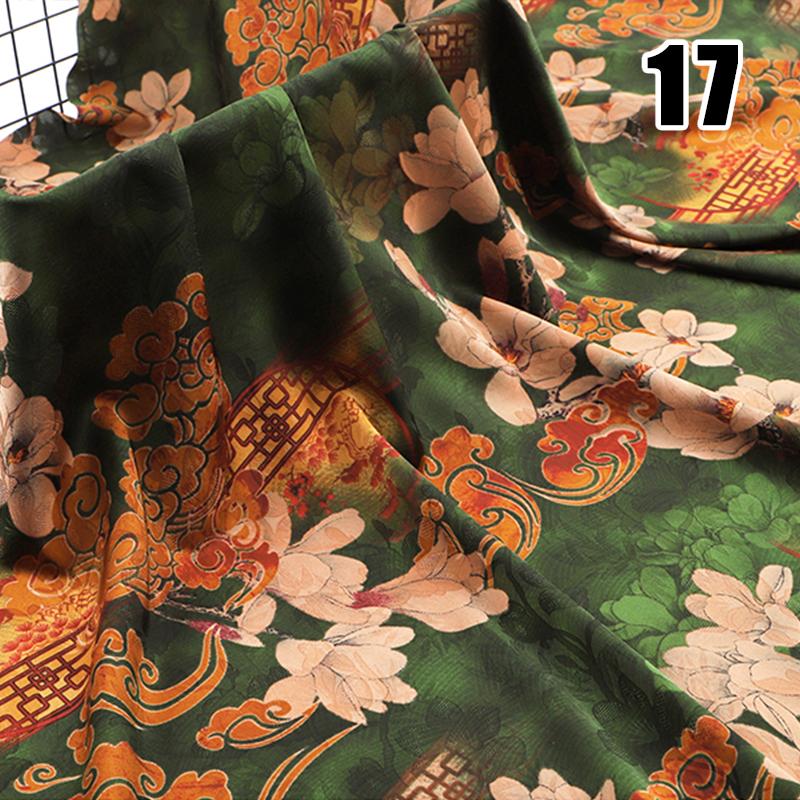 50x150cm High-end Silk-like Fabric Skin-friendly Soft Chinese Style Printed Cheongsam Summer Clothing Hanfu Dress Sewing Fabric