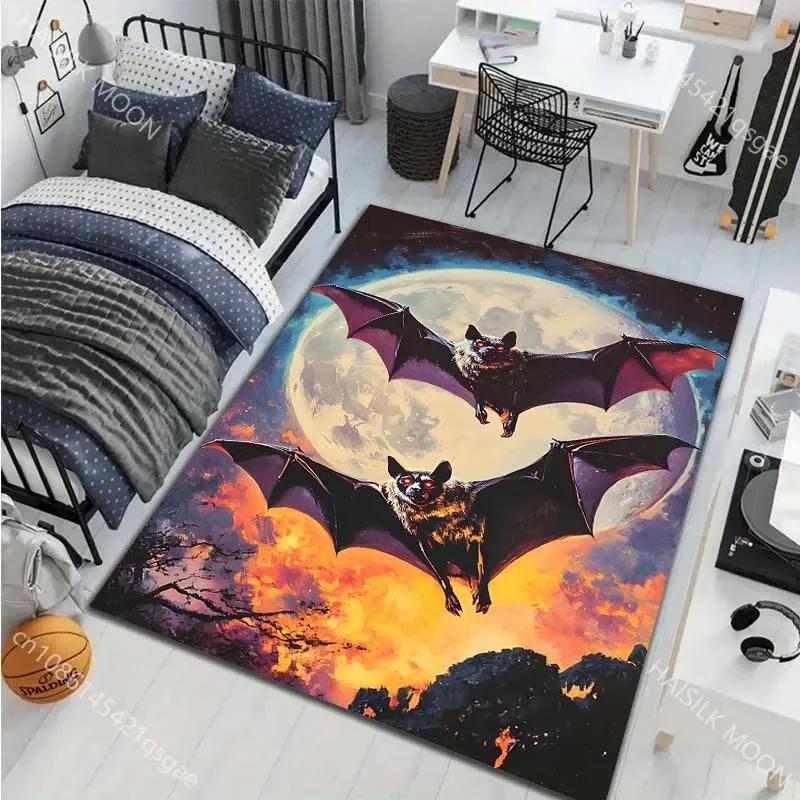 Halloween Bat Theme Carpet for Living Room Bedroom Sofa Home Decora Non-slip Floor Mat Modern Carpet Holiday Decor