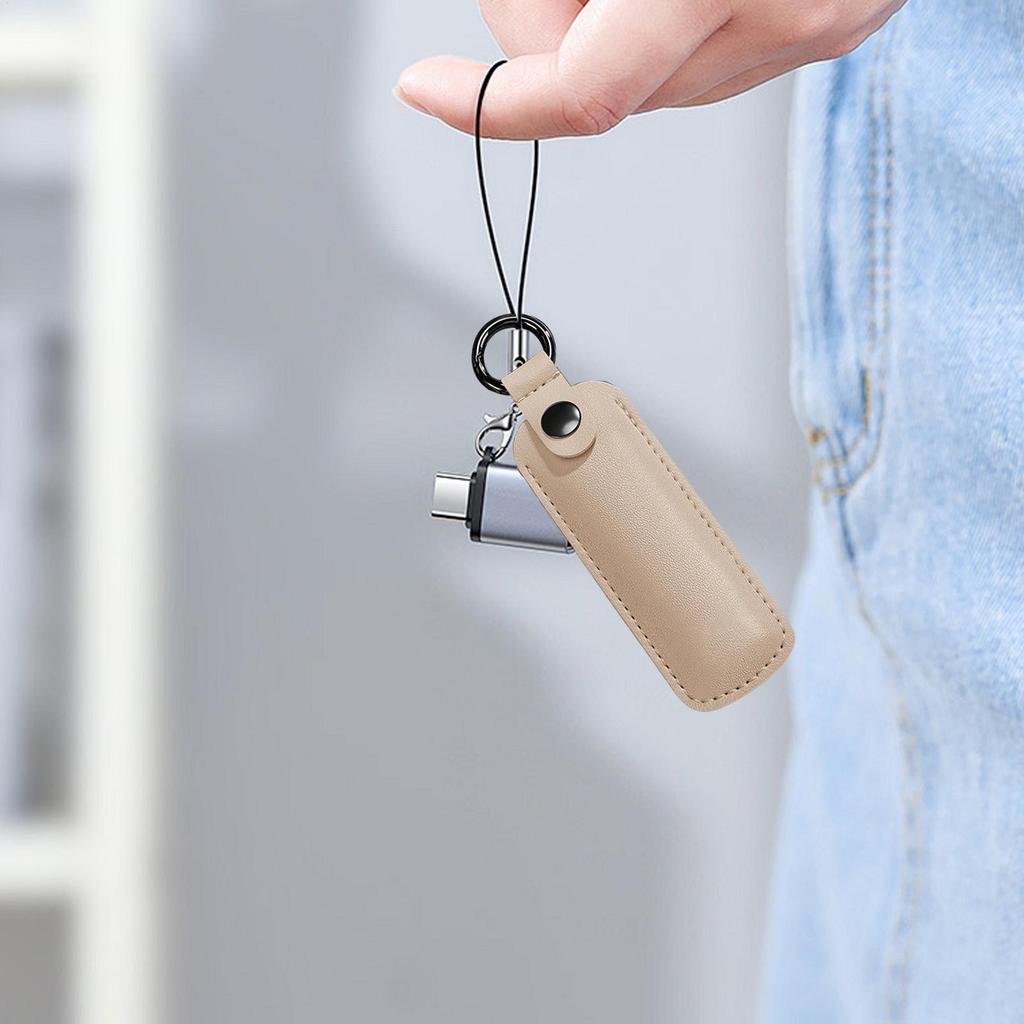 PU Leather U Disk Pouch Protective Cover Storage Bag USB Flash Drive Anti Lost Case Key Ring Holder Small For Landlords Office