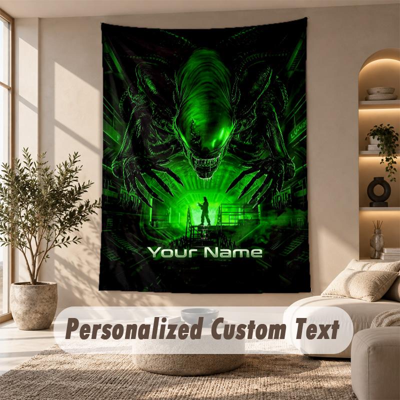 Tapestry Custom Name Text, Wall Hanging Tapestry Home Room DecorAlien Xenomorph