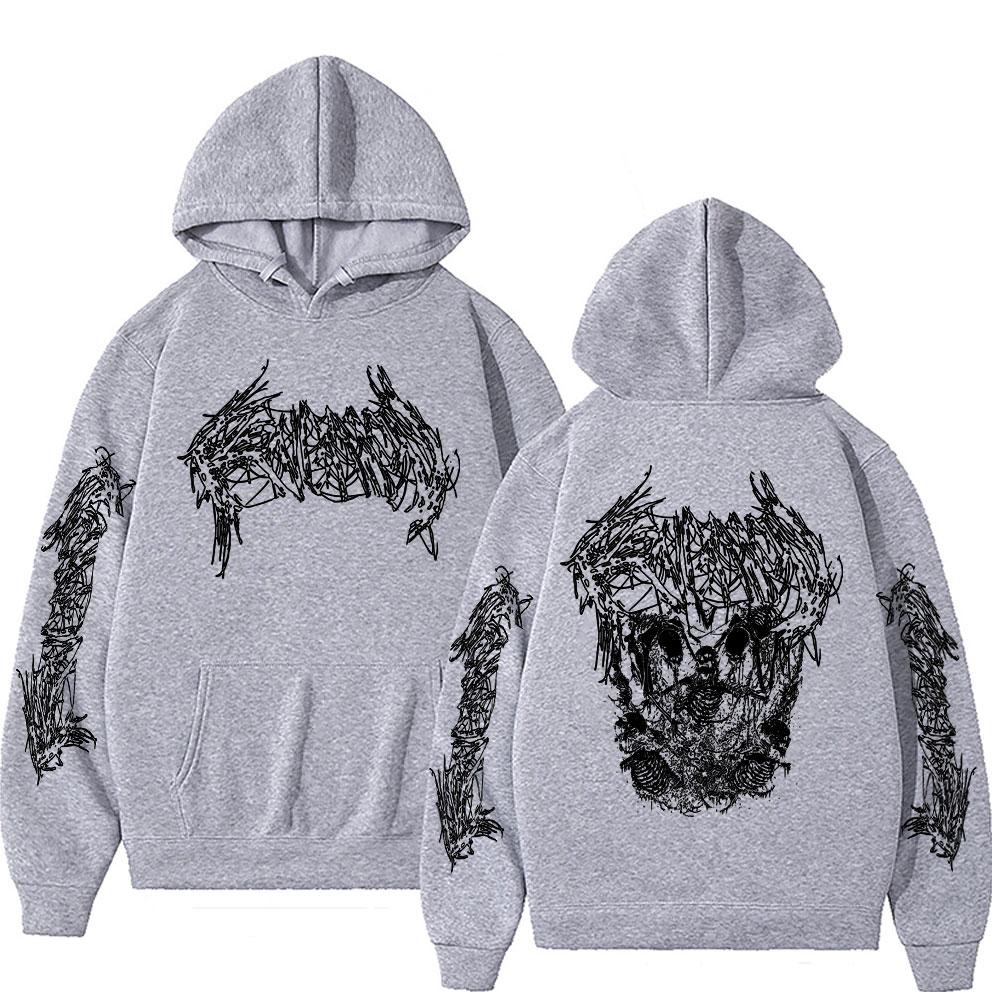 Raper Ken Carson Hip Hop Bluza Oversize Death Mosh Wielki Chaos Grafika Szkieletu Bluzy Męskie Damskie Vintage Bluza