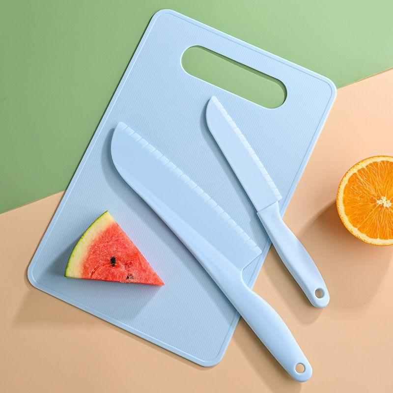 Non-slip Plastic Kitchen Knife for Cutting Fruits, Knife Set for Chopping Vegetables, Chopping Board, and Baby Food Set.