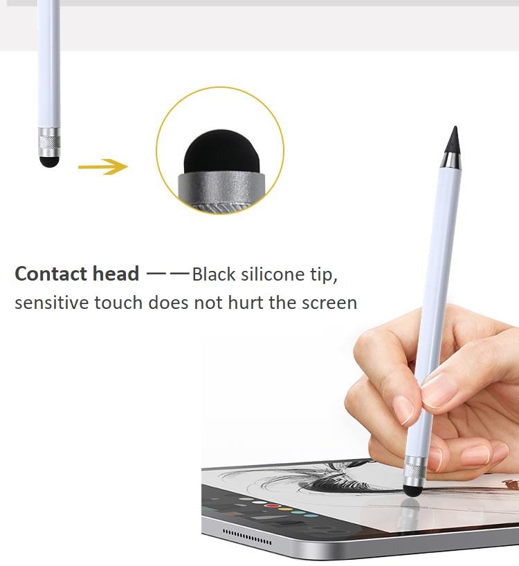 Silicone Permanent Pencil Head Dual-use Condenser Stylus Writing Erasable Pencil for Students