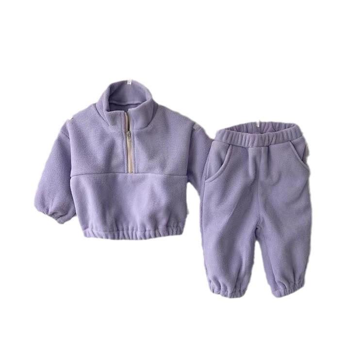 Koreanischer Stil Herbst Baby & Kleinkind Doppelseitiger Fleece Trainingsanzug - Zweiteiliges Set