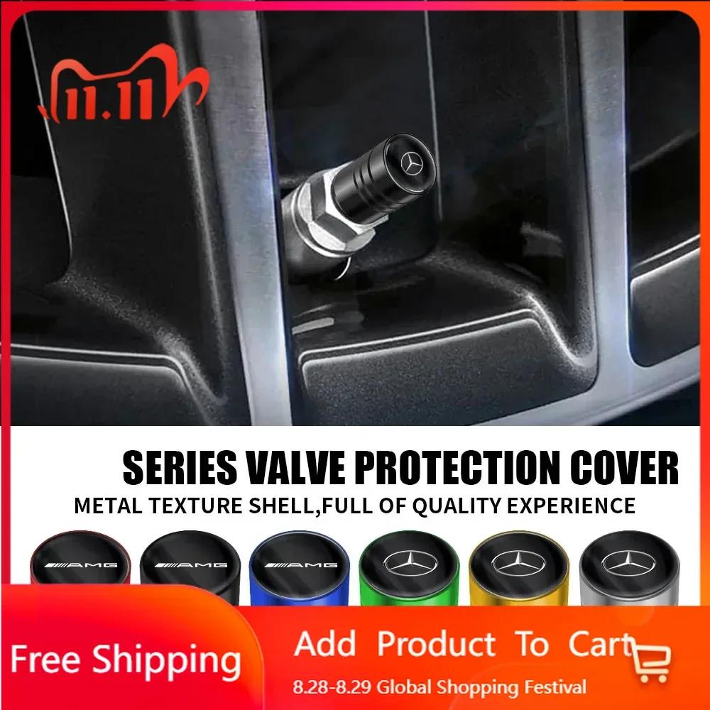EVW5   For AMG Benz 4pcs Car Wheel Tire Valve Caps Air Stem Covers for MERCEDES BENZ W203 W204 W205 W209 W210 W211 W212 W176 W166 W163