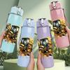 1PC Retro Farm Tractor Scene Print 750ml Color Plastic Sports Water Bottle Leakproof Flip Straw Lid Suitable for Sports Office Home Use