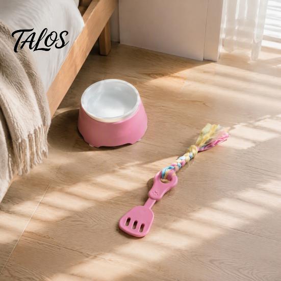 Natural Bite Resistant Pet Toys Spatula Shaped Dog Chew Toy with Braided Fabric Rope, Interactive Puppy Teething Indestructible Tug Toy, Molar