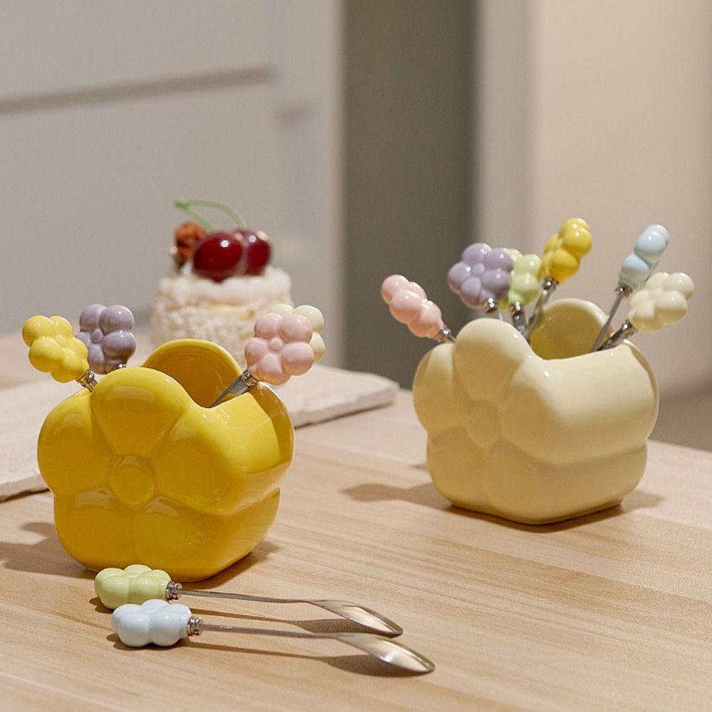 Creative Flower Fruit Fork Set Cartoon Fruit Stick Set  Kitchen Supplies