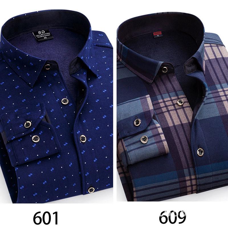 2024 Herren Kariertes Langarm Dickes Warmes Hemd für Herbst und Winter