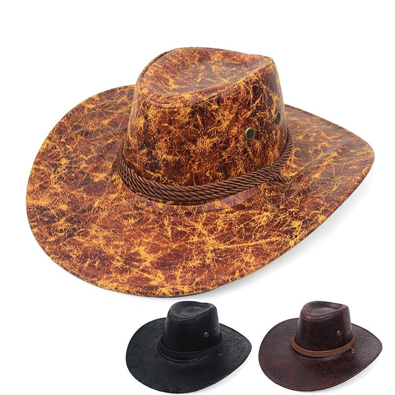 American California style jazz hat western cowboy hat men's and women's outdoor travel sand shading crack big edge knight hat
