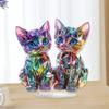 1PC Color Two Kittens Home Furnishing Living Room Study Acrylic Collection Desktop Ornament Ornament Gift