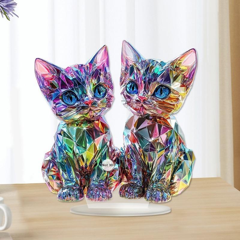 1 BUC Culoare Doi Pisoi Mobilier de Casă Sufragerie Birou Acril Colecție Ornament pentru Birou Ornament Cadou