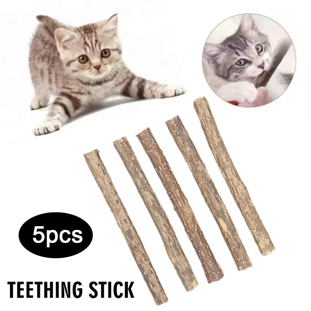 5Pcs Catnip Sticks Pet Cat Molar Toys Natural Wood Polygonum Kitten Teeth Cleaning Chew Toy Cat Snacks Sticks Pet Supplies