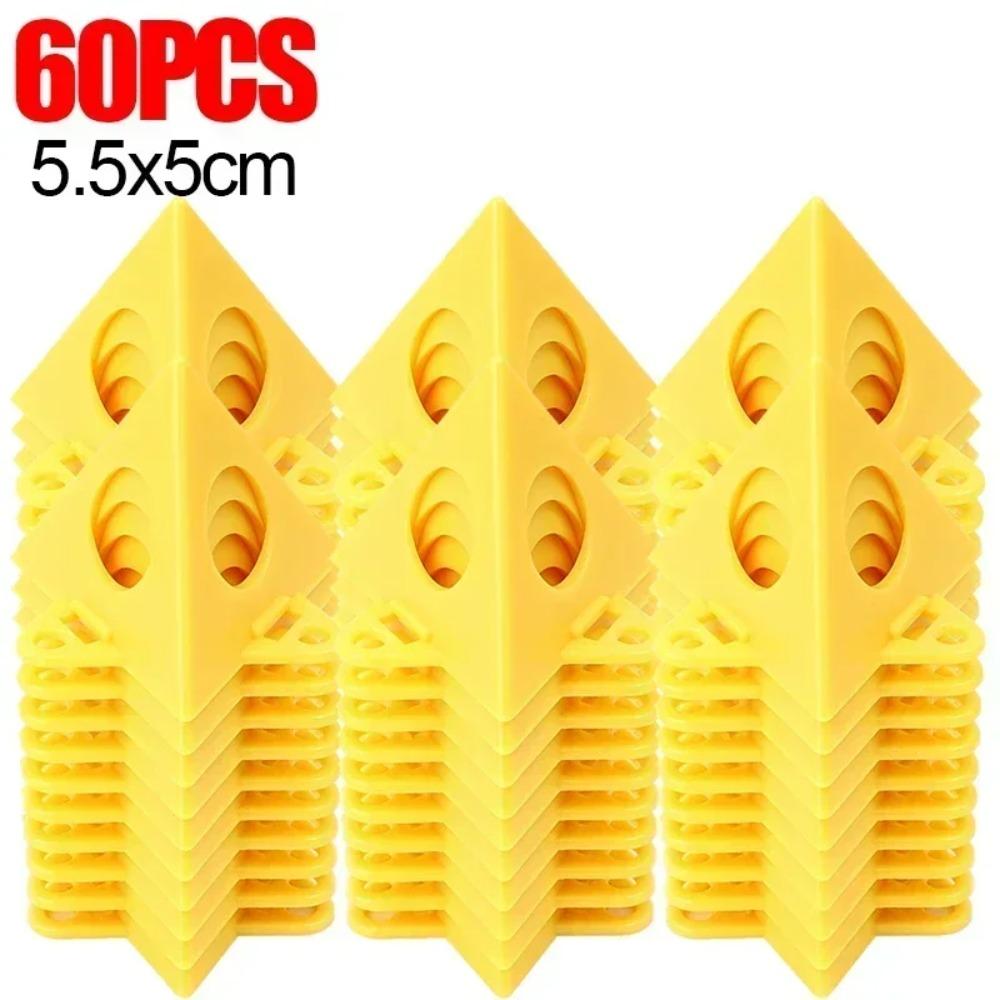 60 Stück Pyramide Dreieck Sprühpulverbeschichtung Holzplanke Stützhalterung Füße Kunststoff Konisch Schreiner Farbhaken
