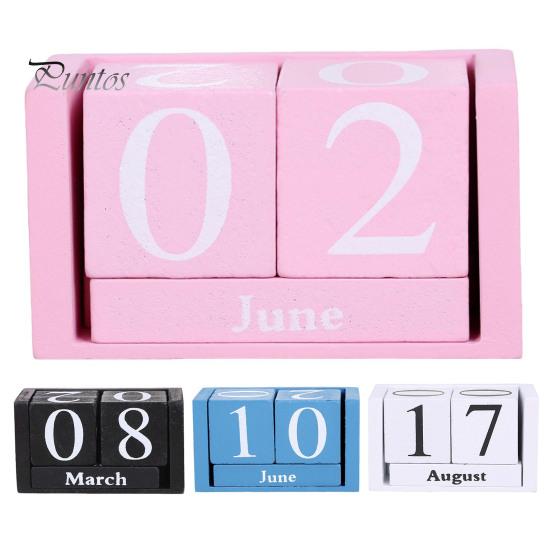 Calendario da tavolo con blocchi di legno, calendario perpetuo in legno massello rustico, calendario perpetuo riutilizzabile, decorazione per la scrivania dell'ufficio domestico
