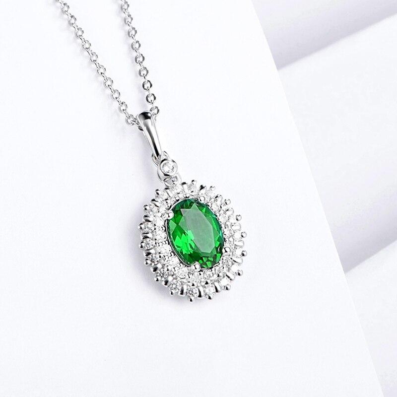 Halskette mit Anhänger aus 100 % 925er-Sterlingsilber, 18 Karat vergoldet, Diamant-Smaragd-Anhänger für Damen, Edelstein-Edelschmuck-Halskette