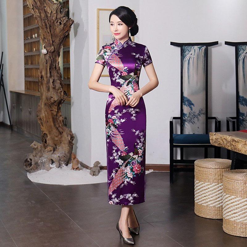 12 Colors Elegant Chinese Cheongsam Dress Women's Traditional Chinese Dress Qipao Costume