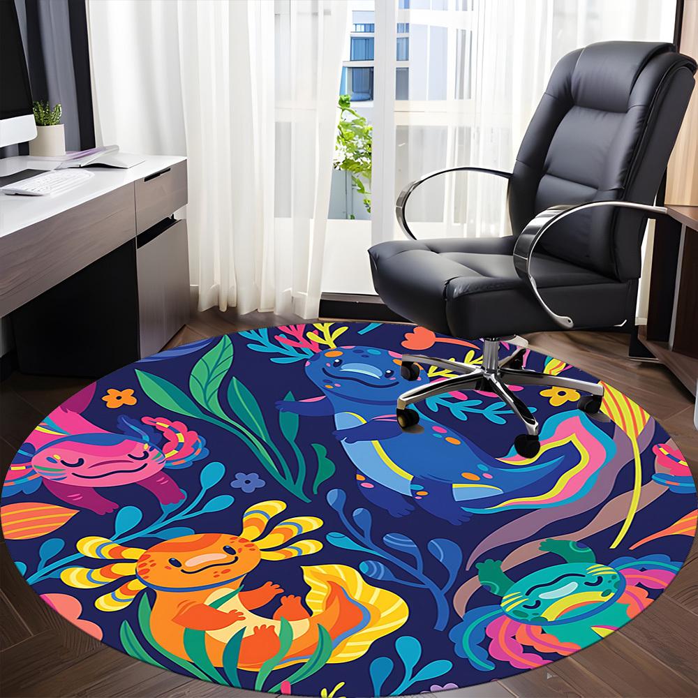 1pc Colorful Mogami Office Round Area Rug, Under Office Chairs Bedroom Living Room Home Decor, Room Deco