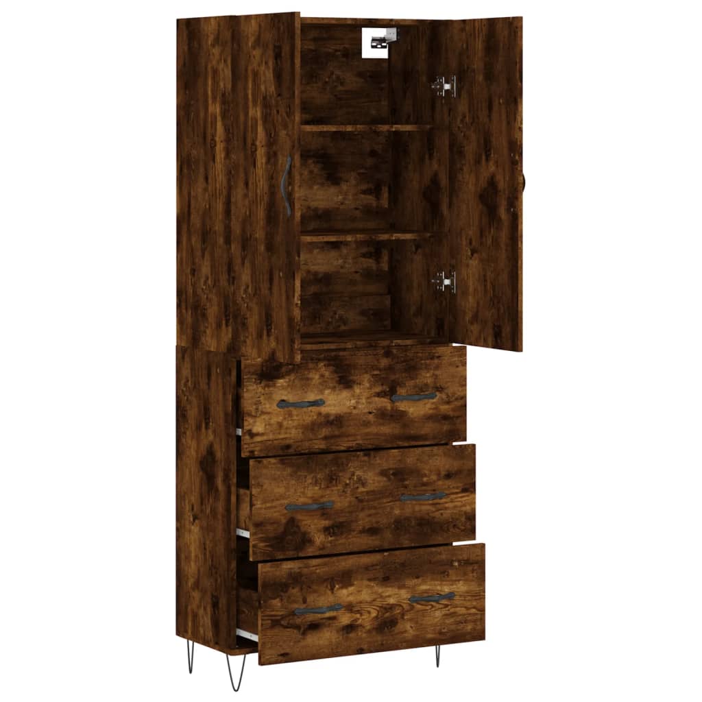Highboard in Räuchereiche-Optik 69,5 x 34 x 180 cm Holzwerkstoff