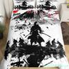 Japanese Samurai Bedding Set Full Size Cherry Blossoms Comforter Cover Red Sun Hokusai Duvet Cover Fuji Mountain Quilt Cover