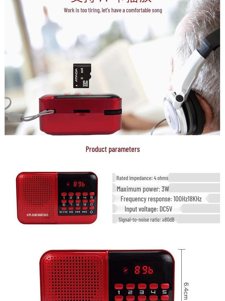 Mini-Lautsprecher für Senioren für Karten, Geschichten und Opern-Hören - Jinzheng Modelle S61, 875, KK69