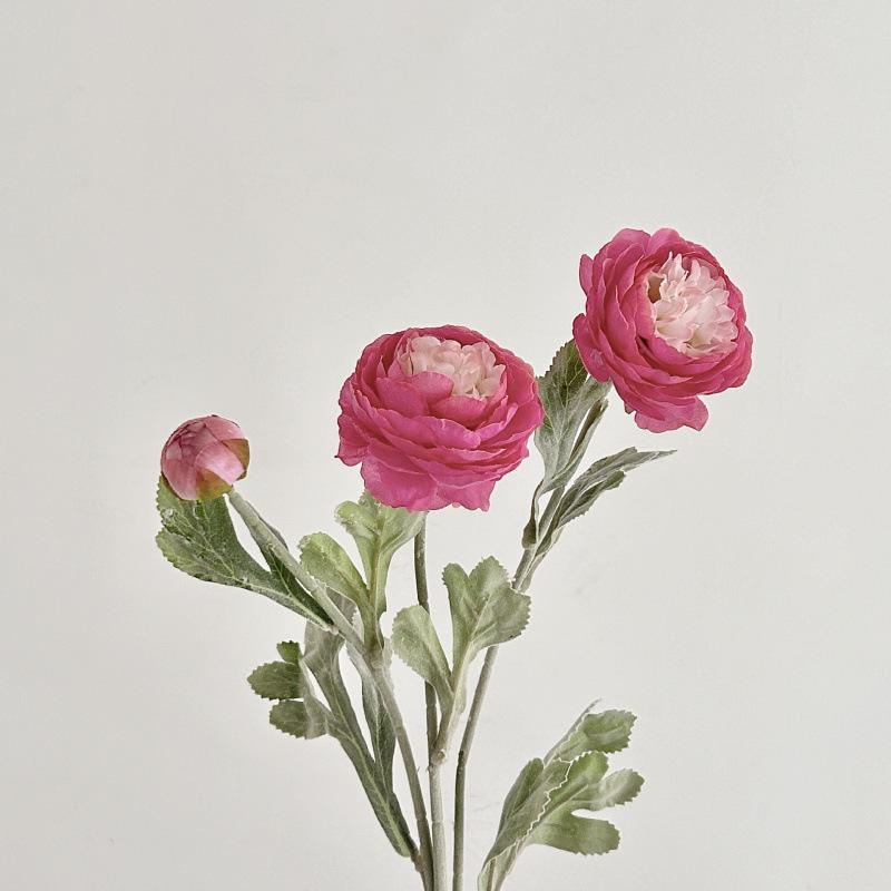 

3-Head Peony Faux Lotus Flocked Flowers for Home Décor – Popular Style on TikTok and Xiaohongshu рожевий червоний колір