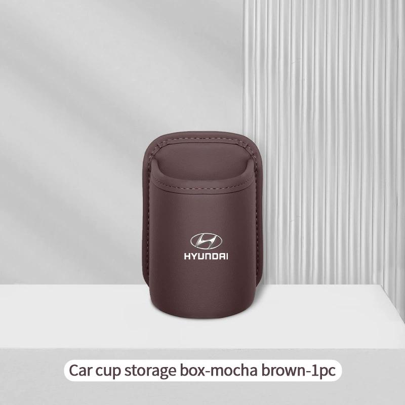 PU Leather Car Door Edge Storage Box Cup Holder Hyundai IX35 I20 I40 Accent Tucson Kona Elantra Sonata Genesis In-Car Trash Can KK9