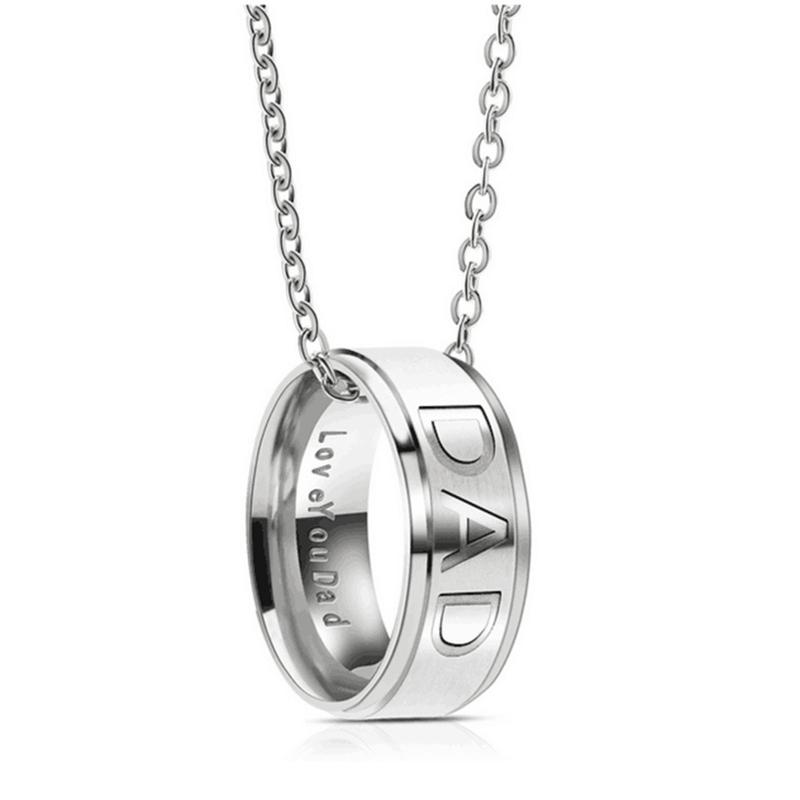 

2022 Fashion Stainless Steel Jewelry European and American Jewelry DAD MOM Ring Necklace Birthday Gift for Dad Mom 1