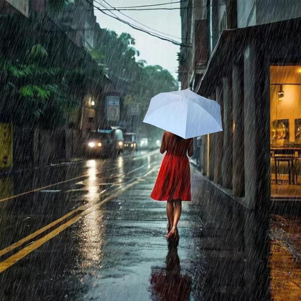 Folding UV Light Heat Sun Suitable for Rain or Portable Color Light Women's Parasol, Compact, Lightweight, 6-Rib, Protection, Blocking, Blocking,