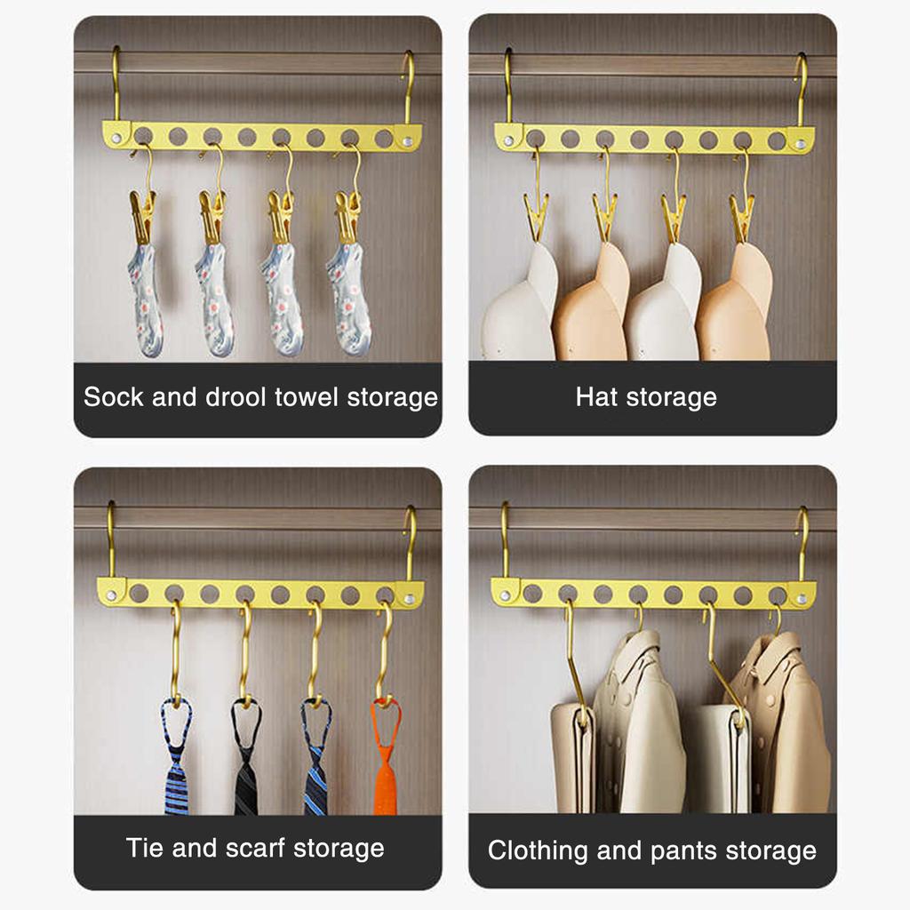 9 Löcher Faltbarer Metallbügel Hosenständer Mehrschichtiger Magischer Kleiderorganisator Spurloser Clip Platzsparende Aufbewahrung für Kleiderschrank