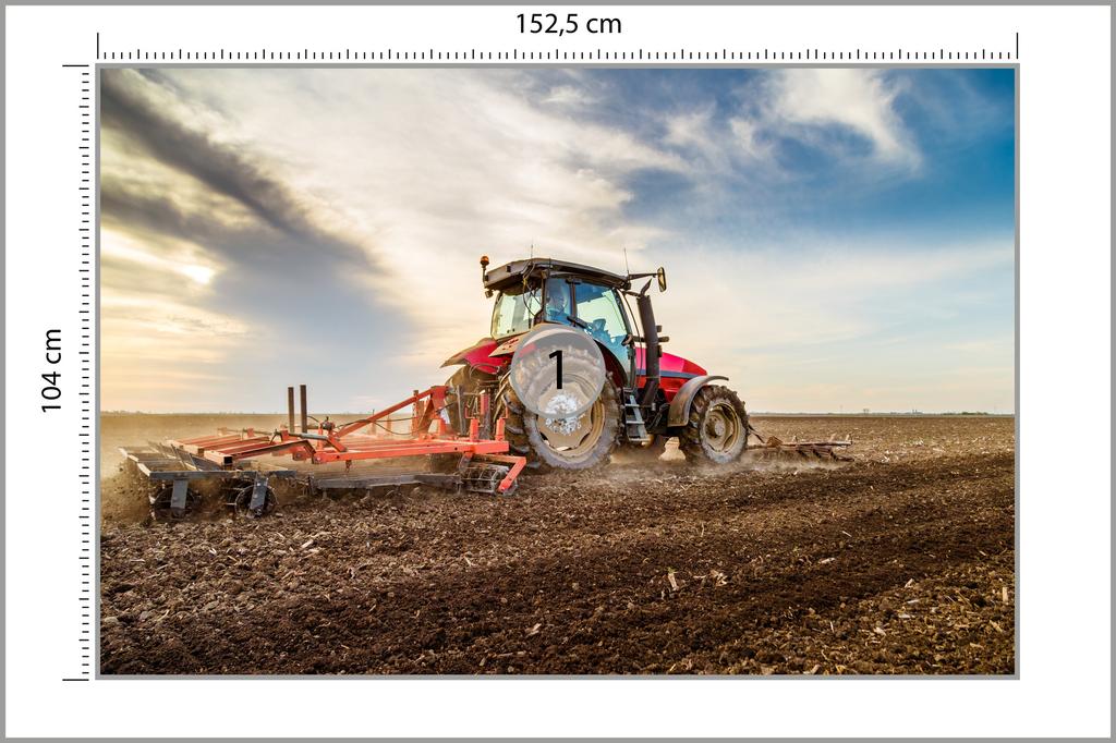 Photomural Tractor At Work In The Filed Smooth Vinyl 152.5x104