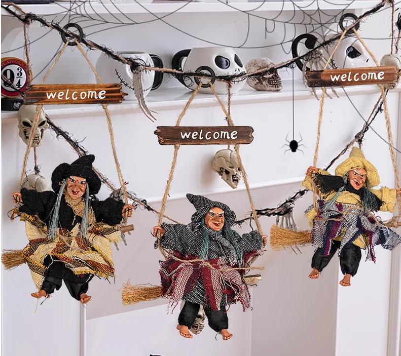 

Хэллоуин Ведьма Подвесная Кукла Подвеска Фестиваль Бар Винтаж Ведьма Подвесная Метла Дом с Привидениями Макет Реквизит Украшения