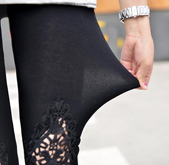 Rubitas Length Distressed Print Skinny Short Spats 3/4 Leggings, Pants, Leggings, Tights, (Knit, Asymmetrical)