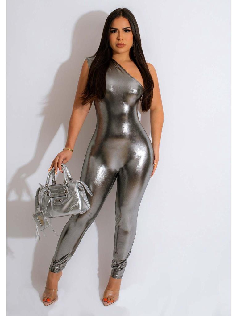 AL240 Evropská a americká dámská metalická sexy letní kombinéza bez rukávů