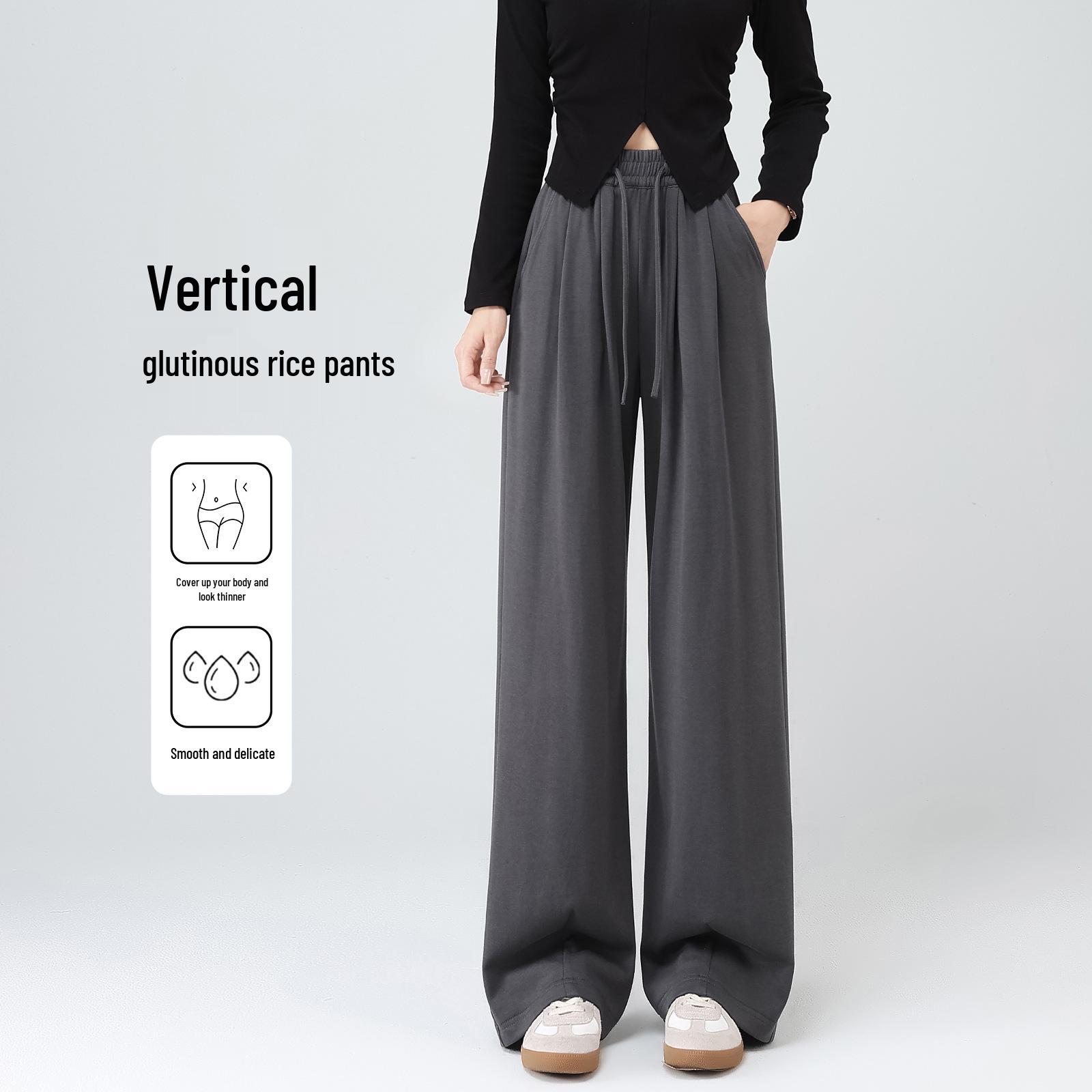 

Sticky Rice Women s Gray Drape Pants - Spring/Autumn 2026 - Casual Straight-Leg for Petite Sizes L fits 106-115 lbs серый/древесный уголь