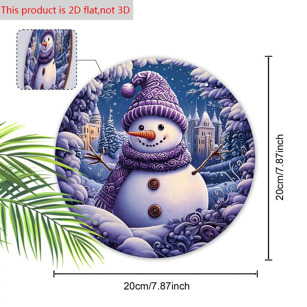 Entzückendes Schneemann Weihnachts Holzschild, Warmes Winter Rundes Weihnachtsornament für Haustür Wandbehang Dekor, Ideales Weihnachtsgeschenk