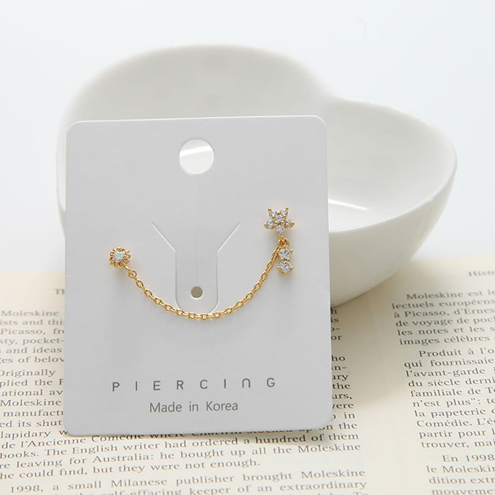 [1+1] Fashion Piercing Surgical Flower Two-Pin 3-Piece Set (Single Side Sale)