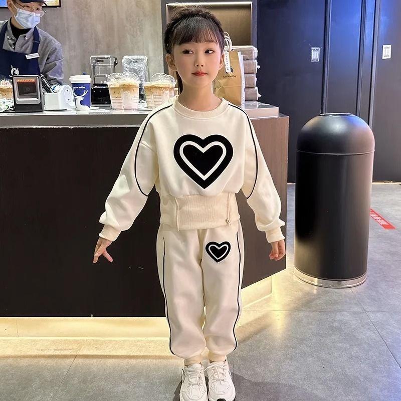 

Комплект одежды для девочек весна-осень, толстовки с рисунком из мультфильмов, толстовка + штаны, комплект из 2 предметов, костюм для детей 2-8 лет 160 абрикосовый