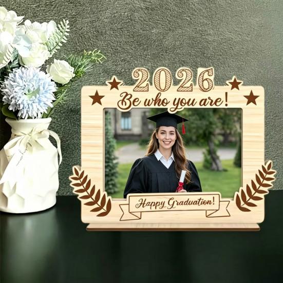 2026 Graduation Decoration Photo Frame, Season Theme, Wood Carving with Stable Multi-style Frame Base Memory Gift for Parties And Commemorations