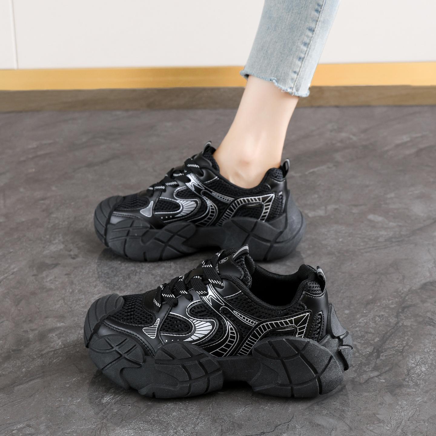 

[Uncle Shoe] Octopus 2025 advanced mesh autumn sole women s shoes lightweight new non-slip dad shoes sports 40 чёрный