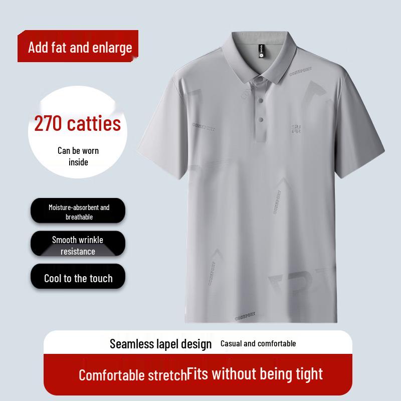 Men s Plus Size Printed Quick-Dry Polo Shirt 8XL
