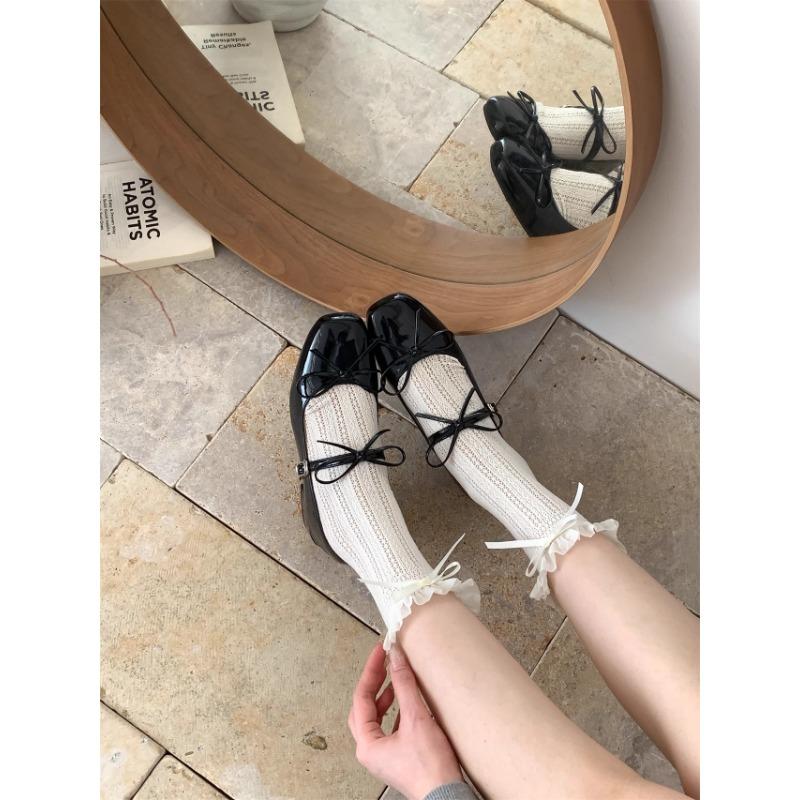 2025 Spring Autumn Women Mary Jane Shoes Fashion Butterfly-knot Shoes Casual Low Heel Dress Street Style Shoes